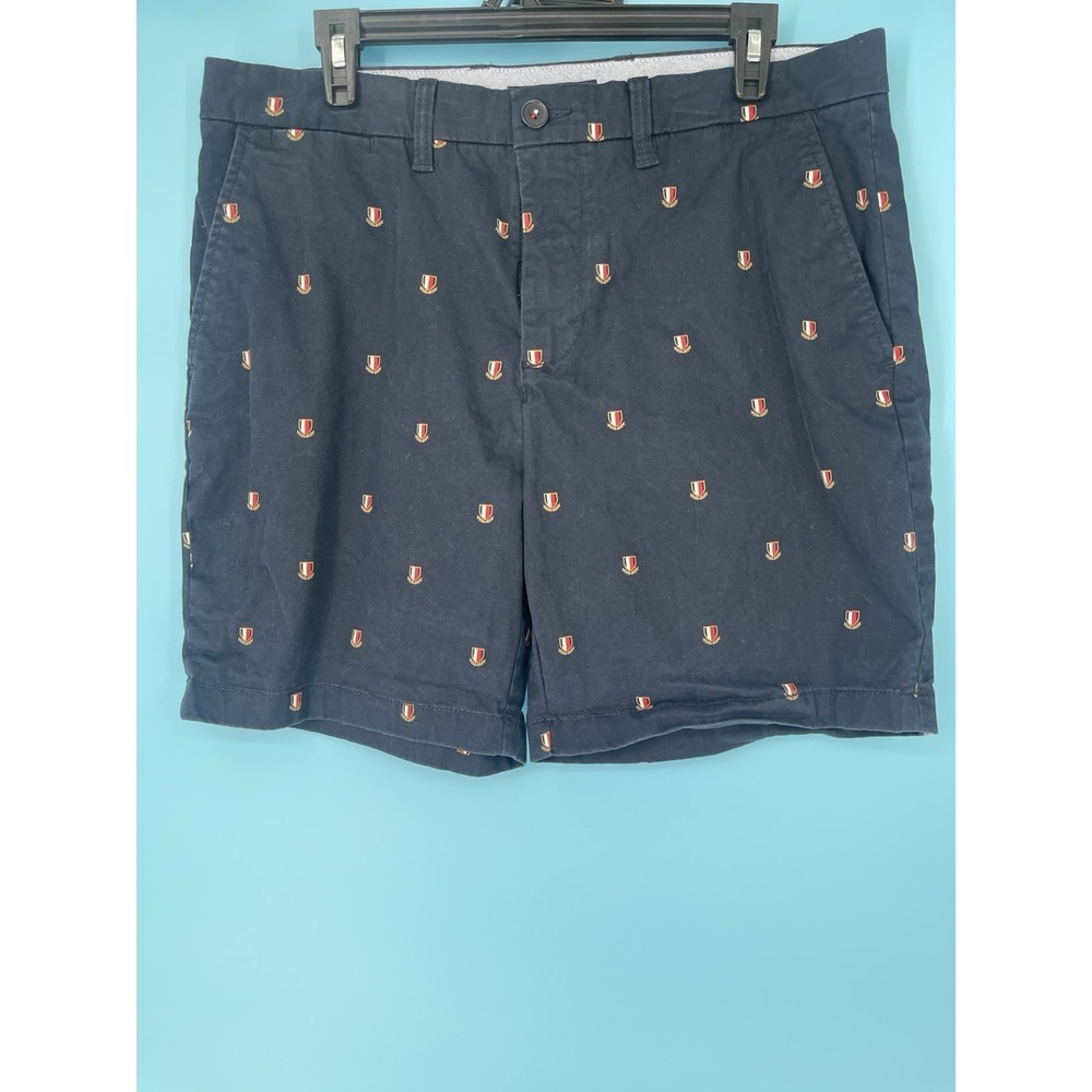Mens Shorts Tommy Hilfiger Size 34 Navy Blue Crest Five Pocket Inseam 5.5